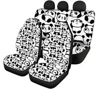 Jeiento Lot de 4 housses de siège auto pour sièges avant et arrière Motif panda mignon