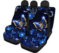 Jeiento Lot de 4 housses de siège pour femme avec imprimé papillon bleu