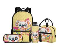 Jeiento Lot de 4 sacs d'école pour garçons et filles de 43,2 cm avec sac à déjeuner isotherme, trousse à crayons, porte-bouteille d'eau, sac à dos de voyage pour enfant, koala, Taille unique, Sacs à