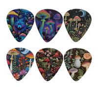 Jeiento Lot de 6 médiators en forme de champignon pour guitare acoustique, variétés fines, moyennes et lourdes, accessoires personnalisés