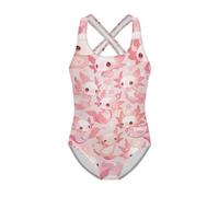 Jeiento Maillot de bain une pièce pour fille avec bretelles croisées dans le dos, maillot de bain pour la plage, le sport, l'athlétisme, Kawai Axolotls, 11-12 ans