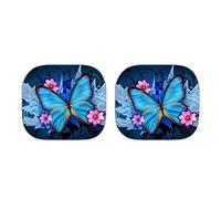 Jeiento Pare-soleil papillon bleu pour fenêtre avant de voiture, berline, van, SUV, camion, aluminium à bulles, accordéon pliable pour pare-brise