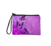 Jeiento Petit porte-monnaie pour femme et fille - Avec fermeture éclair - Cadeau d'anniversaire, Papillon violet (Violet) - coin purses-15