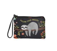 Jeiento Petit porte-monnaie pour femme et fille - Avec fermeture éclair - Cadeau d'anniversaire, Paresseux - Follow Your Dreams (Noir) - coin purses-33