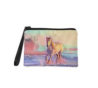 Jeiento Petit porte-monnaie pour femme - Pour voyage, shopping, argent, sac à main, pochette à fermeture éclair, cheval, S, Pochette à monnaie