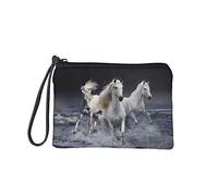 Jeiento Petite trousse de maquillage pour femme, petite pochette de maquillage, trousse de toilette de voyage, accessoires de voyage, porte-monnaie, Cheval courant. (Gris) - coin purses-33