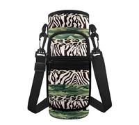 Jeiento Porte-bouteille d'eau à bandoulière pour femme, homme, enfant, motif rayures tigre, léopard, vert camouflage