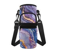 Jeiento Porte-bouteille d'eau avec sangle violet et bleu marbré pour femme - Léger en acier inoxydable et en plastique