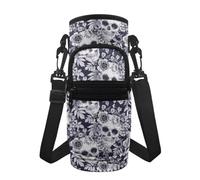 Jeiento Porte-bouteille d'eau en forme de crâne floral pour homme et femme - Pour la course à pied, la marche, le jogging