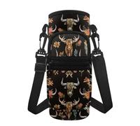 Jeiento Porte-bouteille d'eau en forme de vache avec bandoulière pour femme - Housse en polyester - Accessoires pour bouteille d'eau de sport