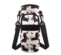 Jeiento Porte-bouteille d'eau léger avec motif cœurs, teckels, pochette isotherme pour bouteille d'eau pour cyclisme, course à pied, camping, excursion