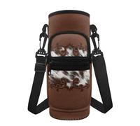 Jeiento Porte-bouteille d'eau marron à pois pour homme et femme avec sangles réglables en acier inoxydable et plastique