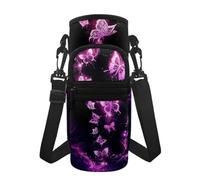 Jeiento Porte-bouteille d'eau violet papillon léger pour voyage, sport, gym, course, marche, jogging, camping