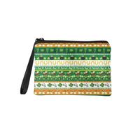 Jeiento Porte-monnaie de la Saint-Patrick avec fermeture éclair - Trousse de toilette portable multifonction pour femme et fille - Vert, Rayures sur le thème de la Saint-Patrick, S, Pochette à monnaie