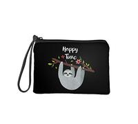 Jeiento Porte-monnaie pour femme et fille - Fermeture éclair - En flanelle douce, Paresseux Happy Time, petit, Porte-monnaie