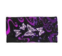 Jeiento Portefeuille en cuir avec papillon violet pour femmes et filles, sac à main mignon, pour loisirs, voyage, affaires, argent, téléphone, pochette de style long, portefeuilles, 30, L, violet