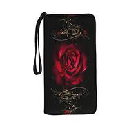 Jeiento Portefeuille en cuir de grande capacité avec fermeture éclair pour femme, Art Rose., L, Décontracté