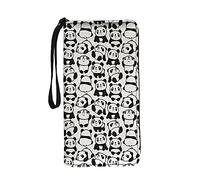 Jeiento Portefeuille grande capacité avec dragonne pour femme en cuir avec plusieurs compartiments pour cartes et fermeture éclair tout autour, panda, grand, Décontracté