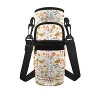Jeiento Sac à bandoulière pour bouteille d'eau en acier inoxydable/verre/plastique Motif oiseaux mignons Pour femme et enfant