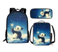 Jeiento Sac à dos 3 en 1 pour enfants filles et garçons - Sac à déjeuner isotherme - Trousse à crayons - Ensemble de sacs à livres préscolaires, panda, Taille unique, Sacs à dos de jour