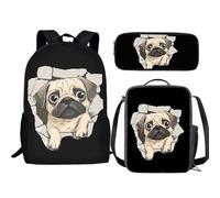 Jeiento Sac à dos 3 en 1 pour enfants filles et garçons - Sac à déjeuner isotherme - Trousse à crayons - Ensemble de sacs à livres préscolaires, Carlin 3D, Taille unique, Sacs à dos de jour