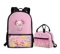 Jeiento Sac à dos à motif animal pour enfants, garçons et filles, grande capacité, sac d'école et sac à déjeuner, Sucette mignonne et axolotls, Taille unique, Sacs à dos de jour