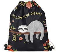 Jeiento Sac à dos avec cordon de serrage pour homme et femme, Paresseux - Follow Your Dreams, S