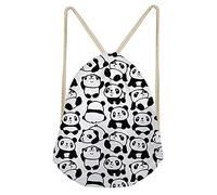 Jeiento Sac à dos décontracté avec cordon de serrage pour homme et femme, panda, S
