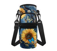 Jeiento Sac de transport pour bouteille d'eau en forme de papillon, motif tournesol, marbre, sac de transport pour randonnée, camping, pêche