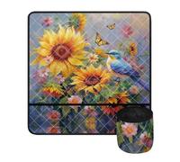 Jeiento Tapis de machine à coudre antidérapant avec poches - Tapis de protection en polyester imperméable pour machine à coudre - Tapis silencieux pour réduire le bruit, Colibri tournesol, Taille