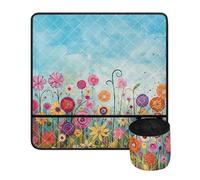 Jeiento Tapis de machine à coudre antidérapant avec poches - Tapis de protection en polyester imperméable pour machine à coudre - Tapis silencieux pour réduire le bruit, Fleurs hippie colorées, Taille
