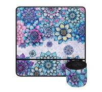Jeiento Tapis de machine à coudre antidérapant avec poches - Tapis de protection en polyester imperméable pour machine à coudre - Tapis silencieux pour réduire le bruit, Fleur Mandala Fleur Lumineuse