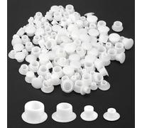 Jeinbuil 120 Pièces Cache Trou Meuble Blanc Cache Trou Bouchon Plastique Bouchons de Trou Meubles pour Trous de Perçage, Cache-vis Ronds pour Meuble Étagères Armoires (5mm/6mm/8mm/10mm)