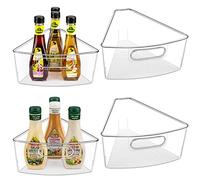 JEISSLIA Lazy Susan Lot de 4 bacs de rangement d'angle en plastique pour armoire d'angle de 66 cm/71,1 cm/81,3 cm de diamètre - Convient pour un usage alimentaire, sans BPA, avec patins antidérapants