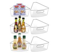 JEISSLIA Lazy Susan Lot de 6 bacs de rangement pour armoire d'angle de 66 cm/71,1 cm/81,3 cm de diamètre, en plastique, coin de 1/8", de qualité alimentaire, sans BPA, avec patins antidérapants