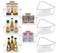 JEISSLIA Lazy Susan Lot de 8 bacs de rangement d'angle en plastique pour armoire d'angle de 66 cm/71,1 cm/81,3 cm de diamètre - Convient pour un usage alimentaire, sans BPA, avec patins antidérapants