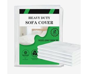 JeiYangYaa Lot de 2 housses de canapé en plastique transparentes, housses de canapé 3 places, housses de protection extra épaisses et résistantes aux animaux domestiques