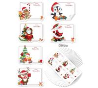 JEJA Autocollants cadeaux de Noël, étiquettes nominatives cadeaux de Noël, étiquettes autocollantes à inscrire, Père Noël, renne, bonhomme de neige, pour cadeaux, cartes, décoration 120PCS