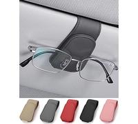 JEJA Porte Lunettes pour Voiture, Cuir Clip de Support de Lunettes de Visière de Voiture, pour Lunettes de Soleil Carte Ticket, Gris