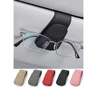 JEJA Porte Lunettes pour Voiture, Cuir Clip de Support de Lunettes de Visière de Voiture, pour Lunettes de Soleil Carte Ticket, Noir