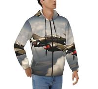 JEJEA 2 avion de la Seconde Guerre mondiale 2-Standard-Echelle-2_00x Imprimer Mode Hommes Zipper Hoodies Soft Polyester Full Zip Épais Sweatshirts Tailles S-3xl, Noir , XXL