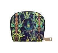 JEJEA A Puff in Time Portefeuille en cuir avec fermeture éclair Motif cannabis, blanc, Taille unique