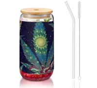 JEJEA A Puff in Time - Tasses en verre avec couvercles et pailles en bambou - Tasse à café en forme de canette - Verres à cocktail - Transparent