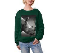 JEJEA Afrique du Sud Rhino Imprimé Hiver Polaire Doublé Chaud Décontracté Hauts Surdimensionnés Manches Longues Pull Mode Sweatshirt, vert foncé, M