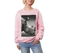 JEJEA Afrique du Sud Rhino Imprimé Hiver Polaire Doublé Chaud Décontracté Hauts Surdimensionnés Manches Longues Pull Mode Sweatshirt, rose, M