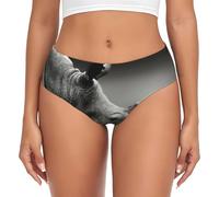 JEJEA Afrique du Sud Rhino Print Slip pour femmes, sous-vêtements taille haute, culotte à couverture complète pour femmes, sous-vêtements extensibles, Noir , M