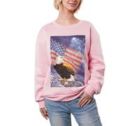JEJEA Aigle avec drapeau des États-Unis imprimé hiver polaire doublé haut décontracté chaud, pull surdimensionné à manches longues pour femme, sweat-shirt tendance, rose, XL