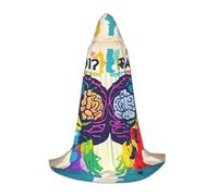 JEJEA Avantage du cerveau gauche et droit imprimé pour Halloween, cosplay, fête de Noël, robe de magicien, cape d'Halloween, cape médiévale de la Renaissance