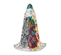 JEJEA Avantage du cerveau gauche et droit imprimé pour Halloween, cosplay, fête de Noël, robe de magicien, cape d'Halloween, cape médiévale de la Renaissance