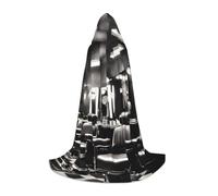 JEJEA Barbier Shop Monochrome Style Imprimé Halloween Cosplay Fête de Noël Tenue de Magicien à Capuche Halloween Cape Médiévale Renaissance